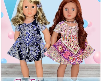 18 Inch Doll Clothes PDF Sewing Pattern Spring Princess Dress Luminaria Easy Beginner Summer Sundress