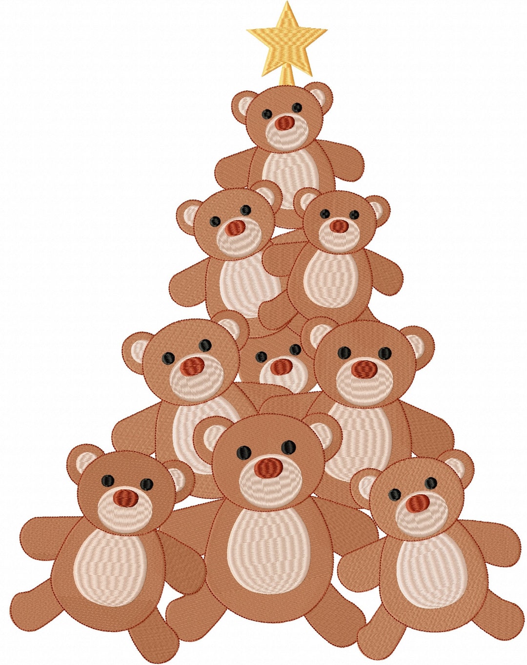Teddy Bears Merry Christmas Tree Holidays Embroidery Design Etsy