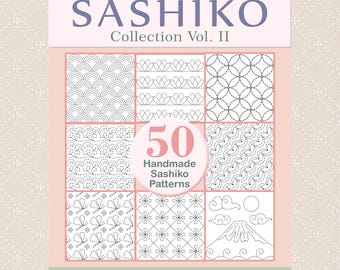Sashiko Embroidery Patterns - PDF Set of 50 Hand Stitching Templates - Printable Stick and Stitch - Visible Mending