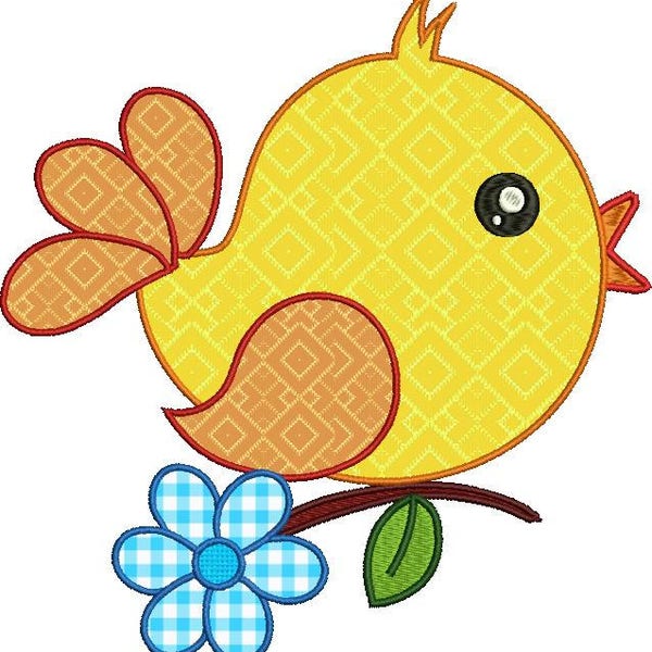 Bird Applique Embroidery Design File .vip .vp3 .hus .pes .pec .jef .sew .xxx .csd .dst .exp .emd .10o .pcs .pcm. Fits 4x4 hoop