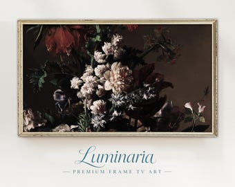 Moody Frame TV Art 4K Fall Autumn Vintage Neutral Florals Digital Instant Download Dark Academia