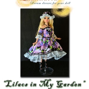 16&quot; Tonner Ellowyne Wilde Clothes Dress Pattern in PDF To Make &quot;Lilacs in My Garden&quot; Outfit, Dress by Luminaria.