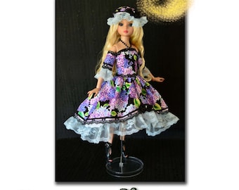 16 インチ Tonner Ellowyne Wilde Clothes ドレス パターン (PDF)。Luminaria の「Lilacs in My Garden」衣装、ドレスを作成します。