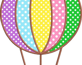 Hot Air Balloon Applique Embroidery Design File .vip .vp3 .hus .pes .pec .jef .sew .xxx .csd .dst .exp .emd .10o .pcs .pcm and More. 3 Sizes