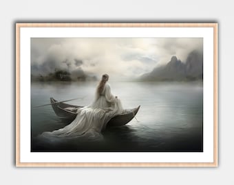 The Lady of Shalott Fan Art Print Wall Art Home Decor Poster Poetry Alfred Tennyson Literature Literary Gift Camelot Medieval Concept