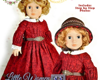 18 Inch Doll Clothes Dress PDF Sewing Pattern Fits 18" Dolls AG Civil War Little Women Dress by Luminaria Designs Marmee