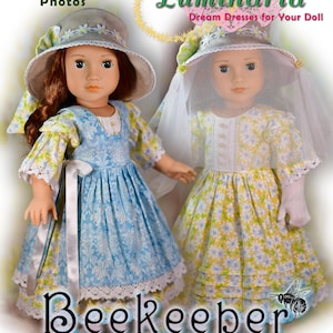18-Zoll-Puppenkleidung, Kleid, Schnittmuster, passend für 18-Zoll-Puppen, wie z.B. Victorian Edwardian Beekeeper Dress von Luminaria Designs