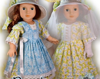Molde para vestido de boneca de 45 cm (18 polegadas), compatível com bonecas como o vestido de apicultora vitoriano/eduardiano da American Girl, da Luminaria Designs.