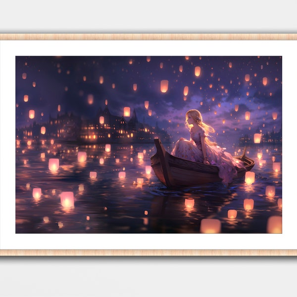 Rapunzel Anime Fan Art Print Wall Nursery Home Decor Poster Baby Kids Little Girl Room Literature Literary Gift Princess