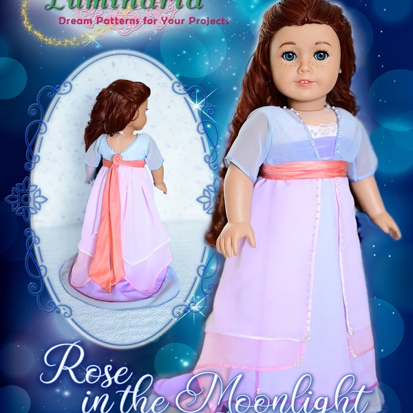 Titanic 18 Inch Doll Clothes PDF Sewing Pattern Fits American Girl Rose Edwardian Dress Gown Luminaria Designs Christmas Gala Formal Prom