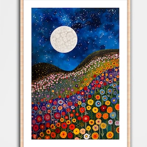 Gustav Klimt Inspiriert Landschaft Kunstdruck Wand Wohnkultur Blumen Blumen Poster Wandbild Mond Nachthimmel Gemütlich Modernes Vintage Ölgemälde Künstler