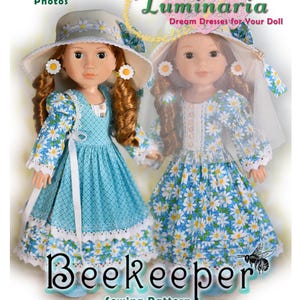 14 Inch Doll Clothes Pattern Beekeeper Fits WW, Heart 4 Heart Dolls Glitter Girls Dress by Luminaria Designs