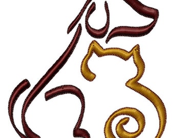 Cat and Dog Embroidery Design File .vip .vp3 .hus .pes .pec .jef .sew .xxx .csd .dst .exp .emd .10o .pcs .pcm and More. Fits 4x4 hoop