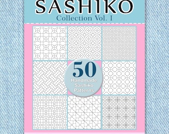 Sashiko Embroidery Patterns - PDF Set of 50 Hand Stitching Templates - Printable Stick and Stitch - Visible Mending