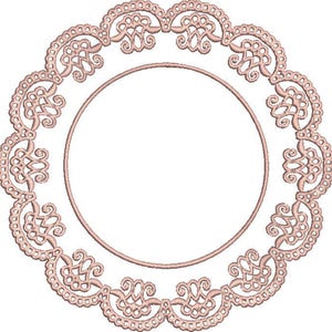 Round Lace Frame Embroidery Design File .vip .vp3 .hus .pes .pec .jef .sew .xxx .csd .dst .exp .emd .10o .pcs .pcm and More. 3 Sizes