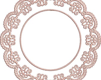 Round Lace Frame Embroidery Design File .vip .vp3 .hus .pes .pec .jef .sew .xxx .csd .dst .exp .emd .10o .pcs .pcm and More. 3 Sizes