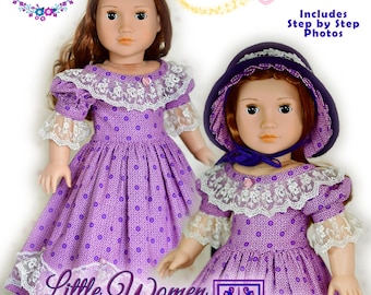 18 Inch Doll Clothes Pattern Dress PDF Civil War Little Women by Luminaria Designs