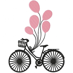 Bike and Balloons Wedding Embroidery Design File Machine Embroidery Pattern Embroidery Designs Instant Digital Download dst pes jef & More