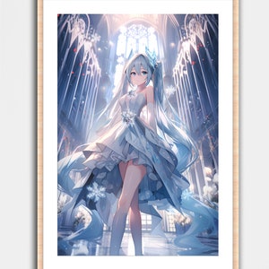 Hatsune Miku Anime Fan Art Imprimir Arte de Parede Decoração de Casa Pôster Geek Nerd Gaming Gamer Presente Conceito Arte Sala de Computador Sakura Árvores Floral
