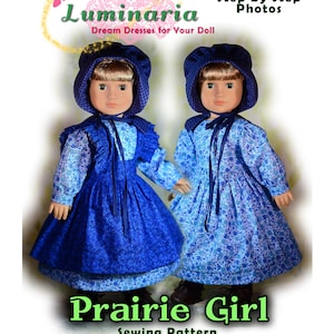 18 Inch Doll Clothes Pattern Pinafore Bonnet Christmas Prairie Little House Pioneer Luminaria Designs