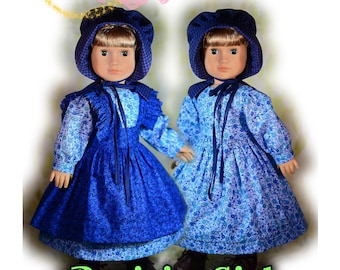 18 Inch Doll Clothes Pattern Pinafore Bonnet Christmas Prairie Little House Pioneer Luminaria Designs