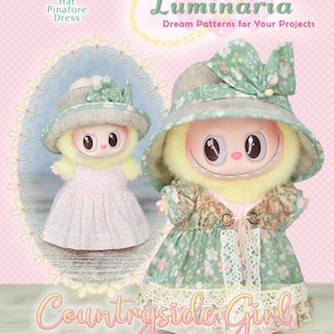 Labubu Doll Clothes PDF Sewing Pattern Fits 6.7&quot; The Monsters Dress Luminaria Designs Christmas Gift Gown Keychain Bag Charm Doll Pop Mart