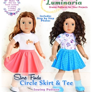 Doll Clothes Pattern Fits 18" AG Dolls Luminaria Designs Dress Pattern Skirt T-Shirt Tee Skating Roller Skate Dance