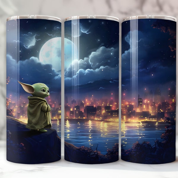 Tumbler Wrap 20oz Skinny Straight Tapered Grogu Baby Yoda Inspired Commercial Use Sublimation Star PNG Wars Mug Dad Geek Nerd Gamer Vader