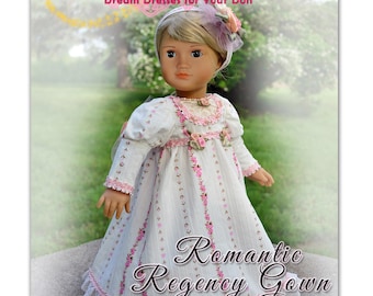 18 Inch Doll Clothes Pattern Dress Fits 18" Caroline Regency Jane Austen 1800's Gown by Luminaria