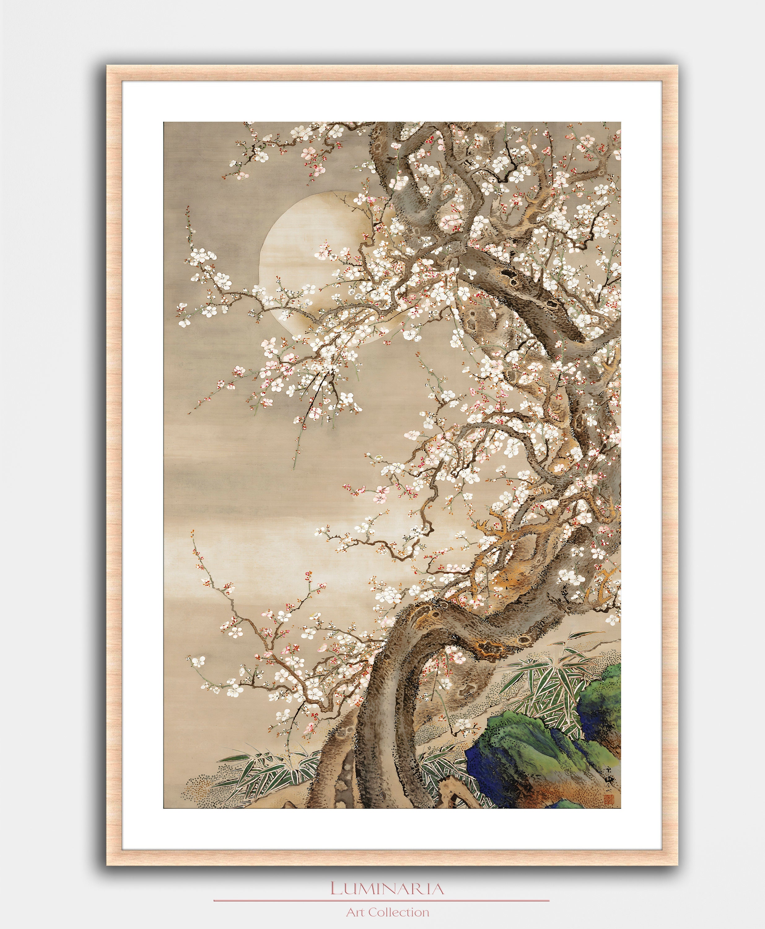 Sakura Tree Japanese Art Print Wall Home Decor Poster Mural Earth Muted Gift For Her Modern Vintage Oil Painting Cherry Blossoms Asian