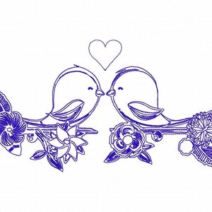 Just Married Birds Wedding Embroidery Design File Machine Embroidery Pattern Embroidery Designs Instant Digital Download dst pes jef & More