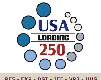 USA 250 Machine Embroidery Design File, Patriotic 4th of July ((dst, pes, jef & More)