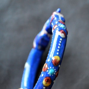 Kissing Elephant Bangle Painted Blue Bracelet from India image 4