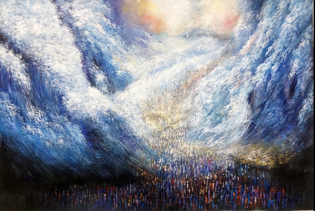 Yam Suf V.2 Crossing the Sea Contemporary Judaica Art PRINT on Canvas