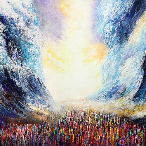 Yam Suf . Crossing the Sea Contemporary Judaica Art PRINT on Etsy Israel