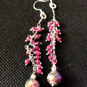 Sterling Ruby In Kyanite Ruby long Dangle aearrings