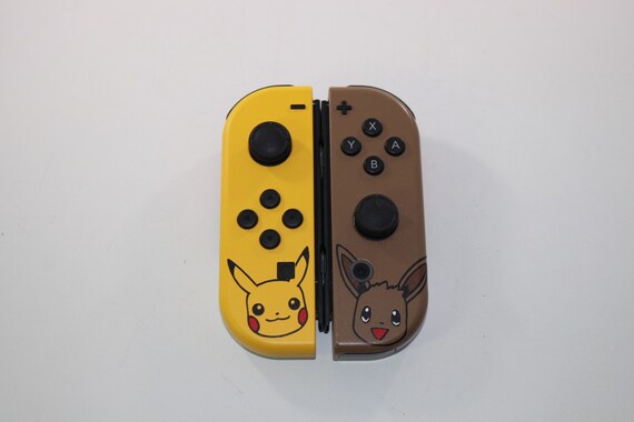 Limited Nintendo Switch Pokemon Lets Go Pikachu And Eevee Themed Full Custom Joycons And Console Bundle