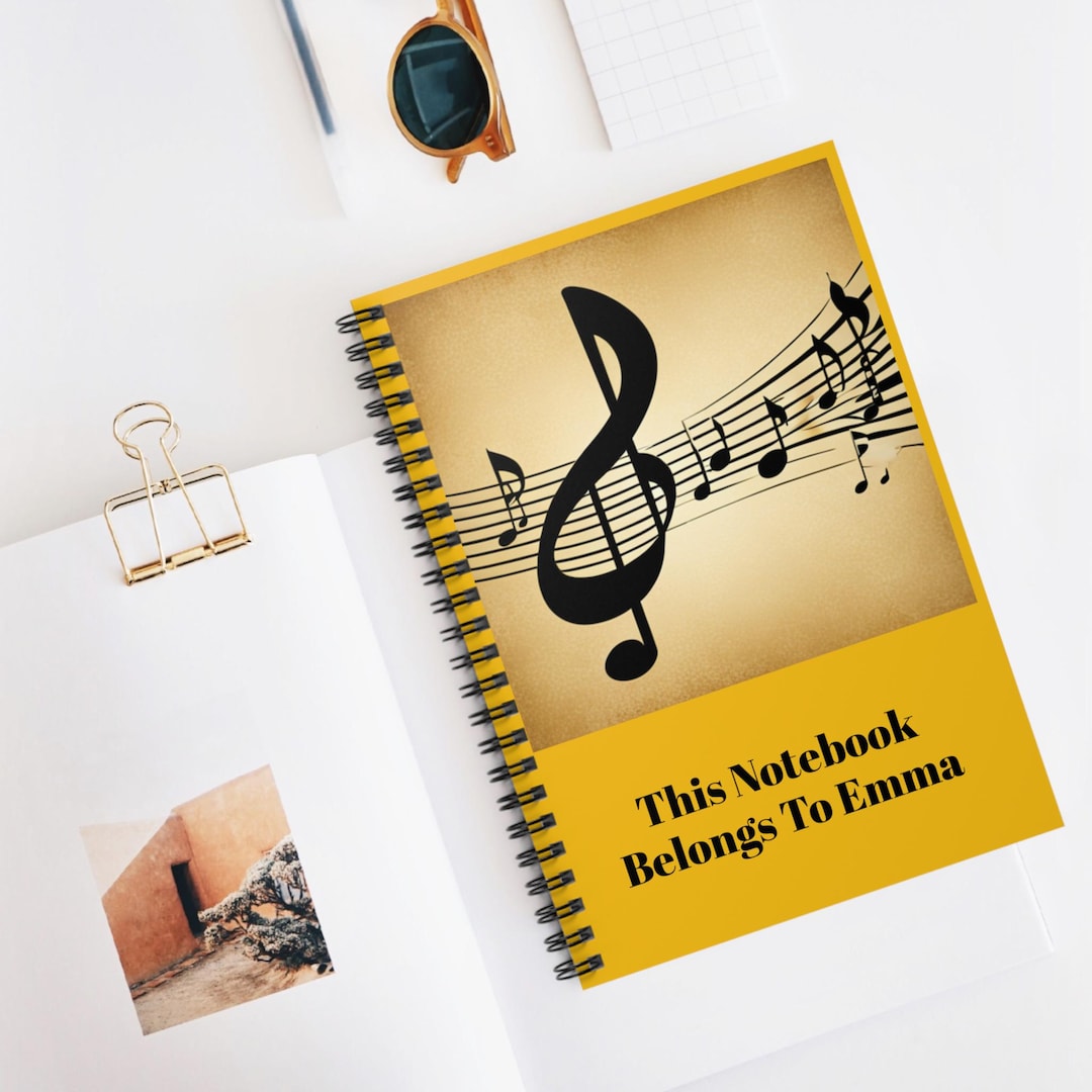 Personalized Spiral Notebook Featuring a Stylish Music Key Design and ...