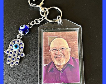 Personalized Photo Keychain: Hamsa Hand Evil Eye Protection