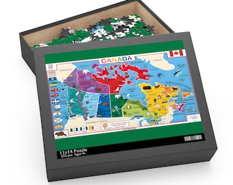 Puzzle, Canada Map Puzzle for Adults and Kids, Educational Geography Jigsaw, 120-Piece, 252-Piece, 500-Piece, Fun Family Activity, Gift Idea