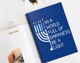 Menorah Spiral Notebook | Hanukkah Lined Journal (6.3" x 8.35")