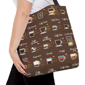 Bolsa de tela "Café alrededor del mundo": bolsa de viaje, bolsa ecológica, bolsa de lona para compras, bolsa reutilizable para supermercado, bolsa con mapa del mundo.