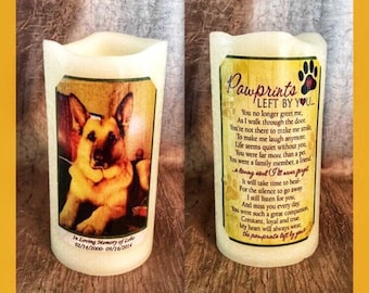 Personalized Flameless Pet Memorial Candle W Timer. Meaningful, Unique & Thoughtful Memorial Pet Keepsake Gift That Will Last a Lifetime