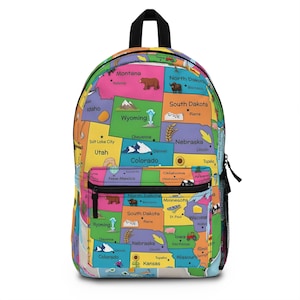 Sac à dos carte des États-Unis - sac d'aventure, sac à dos d'explorateur de géographie, sac à dos d'école de l'Amérique patriotique, amoureux des cartes