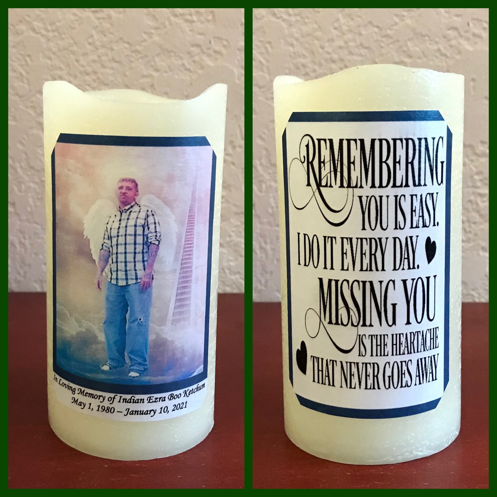 Personalized Memorial Flameless Candle Gift. Flameless Real Etsy