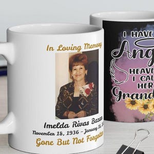 Personalized Grandma Memorial Ceramic Mug with Photo & Poem | Available in 11oz, 15oz | Custom Memorial Mug | Thoughtful Gift for Her/Him.