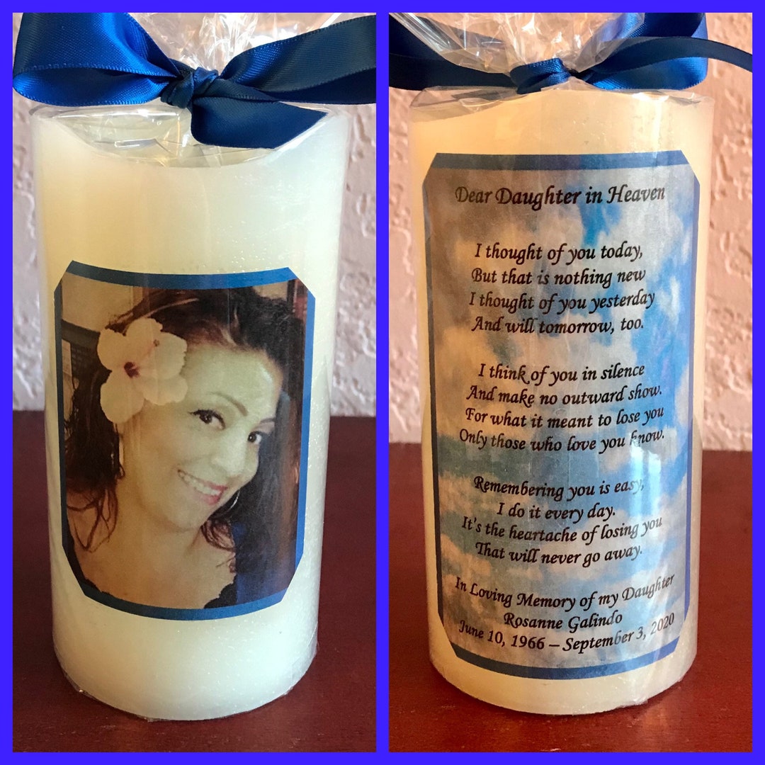 Memorial Flameless Candle for Daughter. Handmade Personalized Flameless