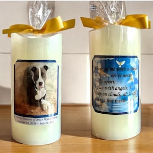 Personalized Flameless Pet Memorial Candle With Timer. Meaningful, Unique and Thoughtful Memorial Keepsake Gift That Will Last a Lifetime.