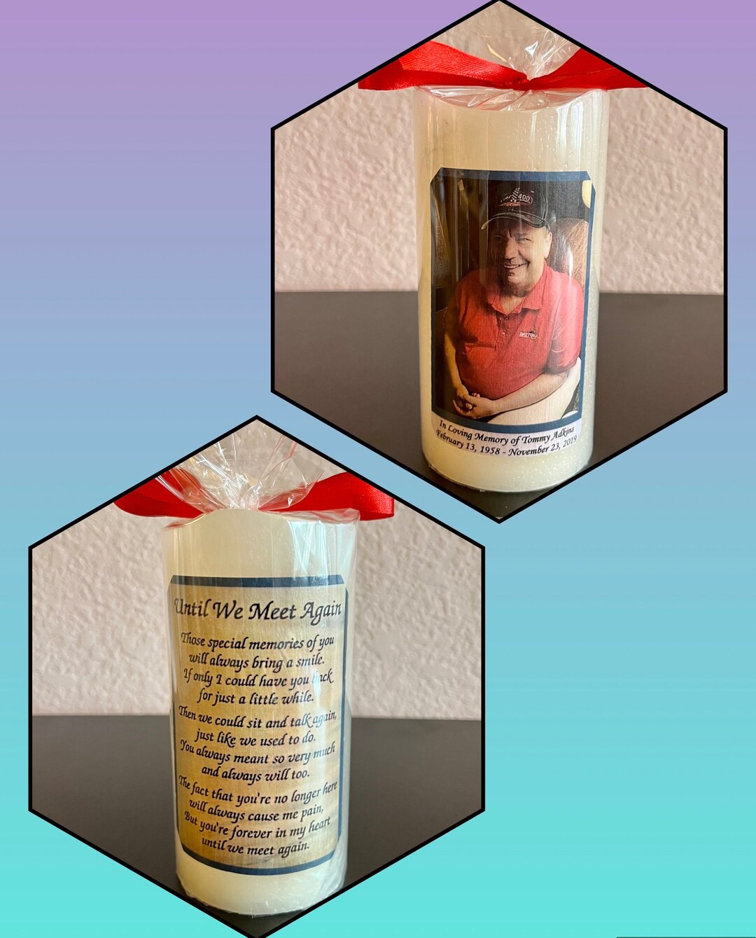Personalized Memorial Flameless Candle Gift. Flameless Real Wax Candle