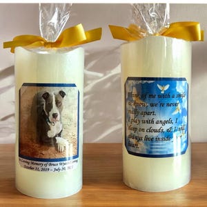 Personalized Flameless Pet Memorial Candle With Timer. Meaningful, Unique and Thoughtful Memorial Keepsake Gift That Will Last a Lifetime.